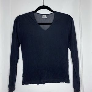 Black Silk Sheer V-neck top
